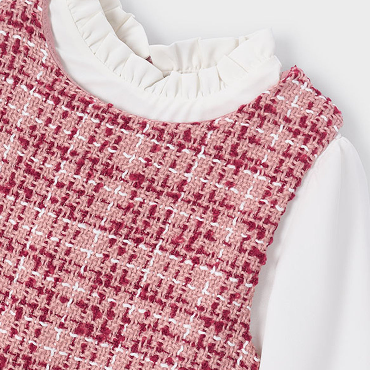 Pink Tweed Pinafore Dress & Blouse