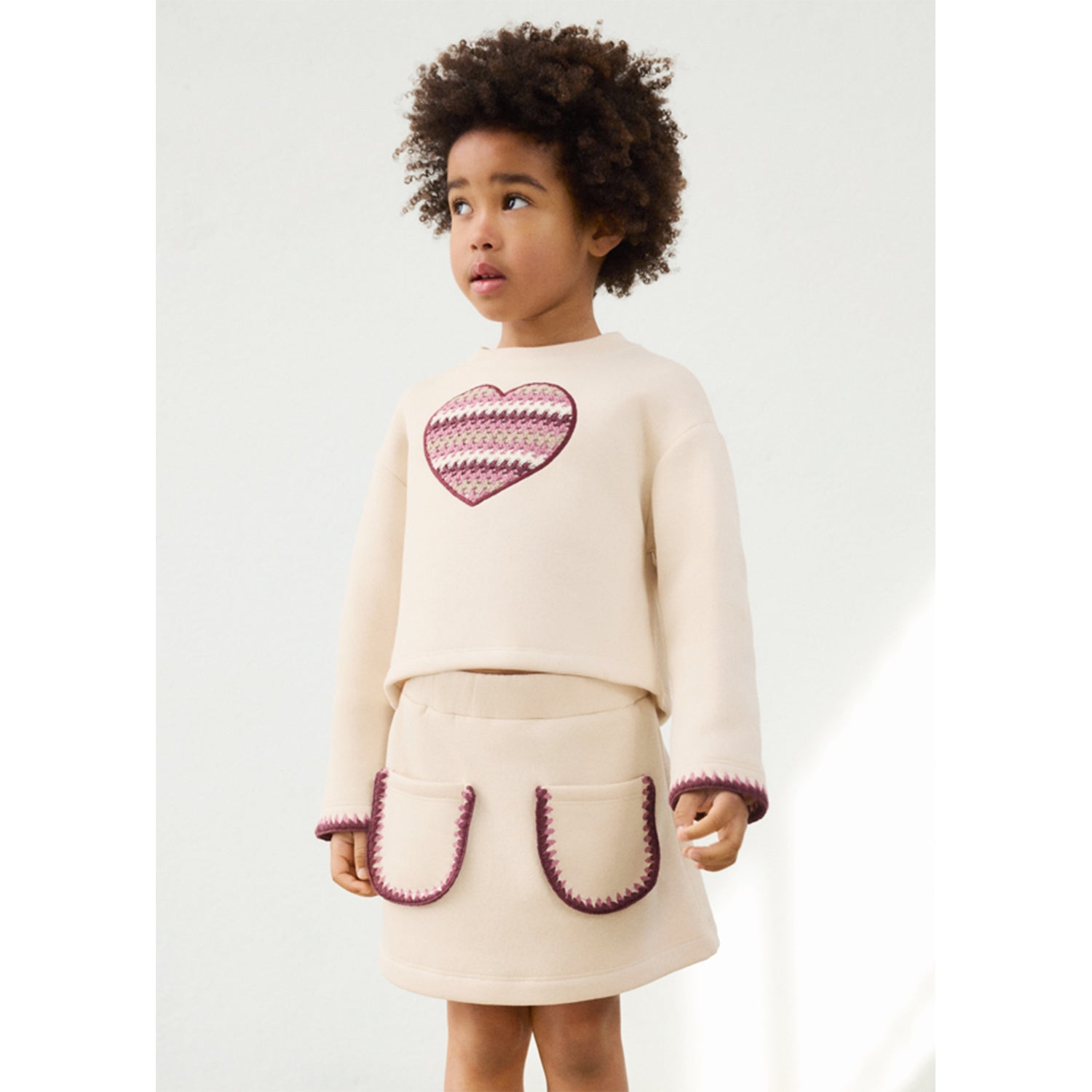 Beige Sweat Skirt Set