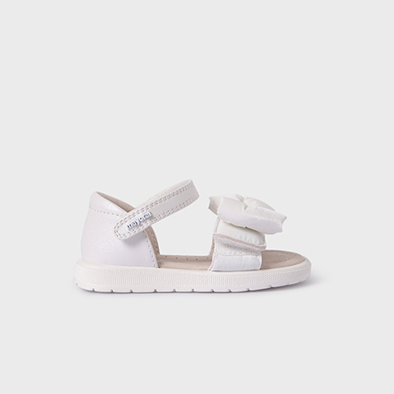 White Velcro Bow Sandals