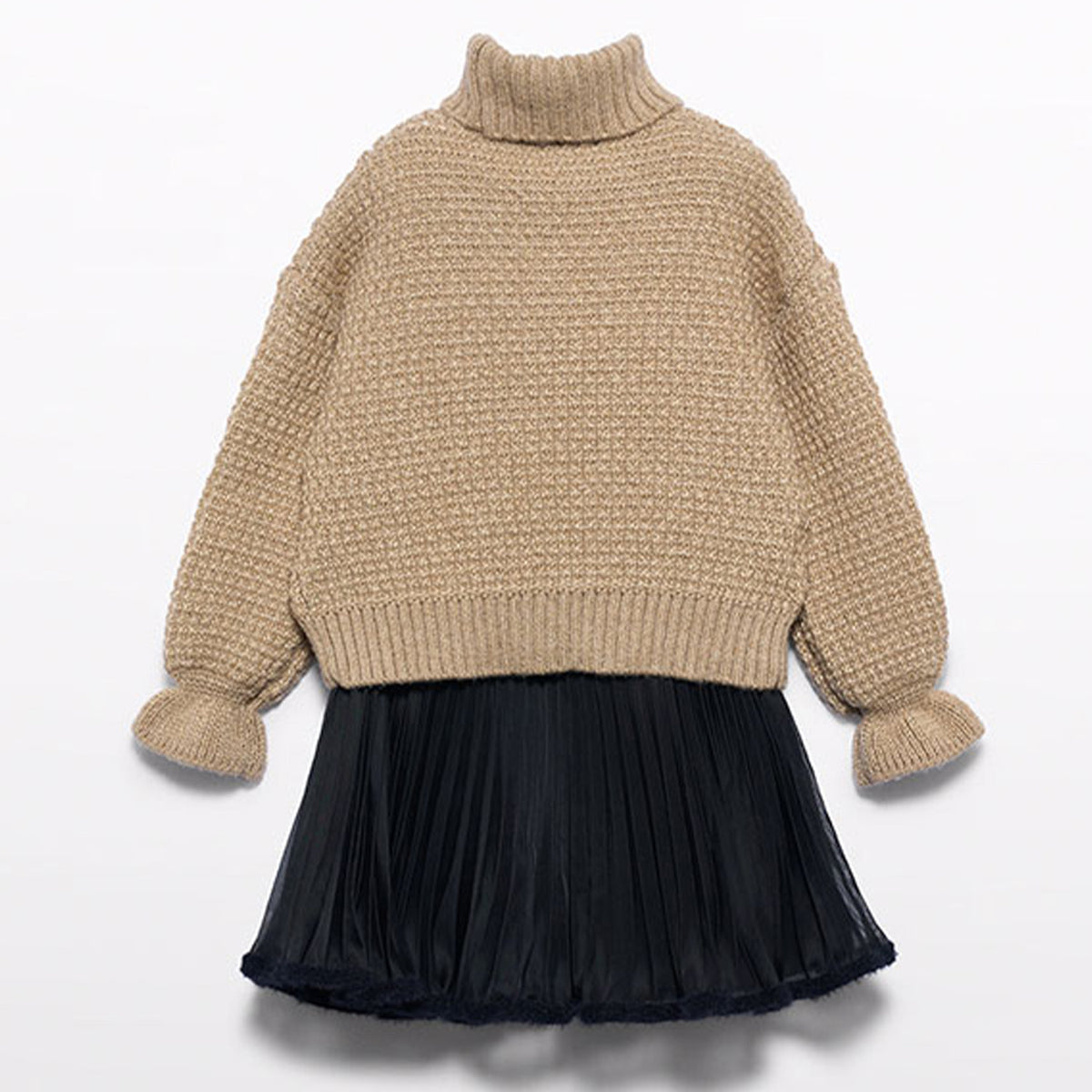 Beige & Black Chiffon Skirt Set