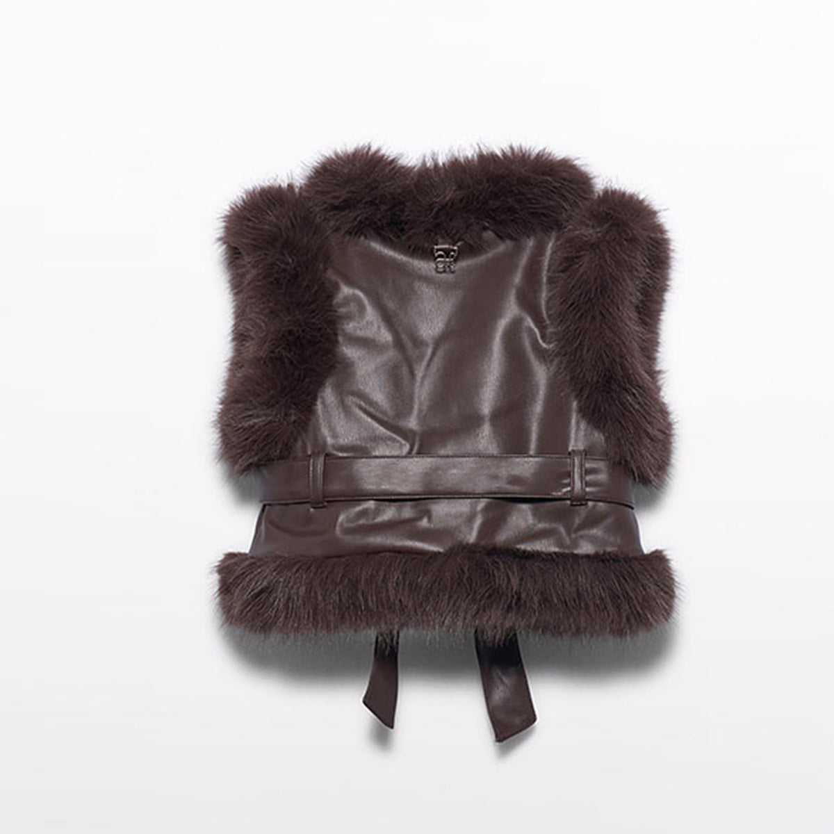 Brown Faux Fur Trim Gilet