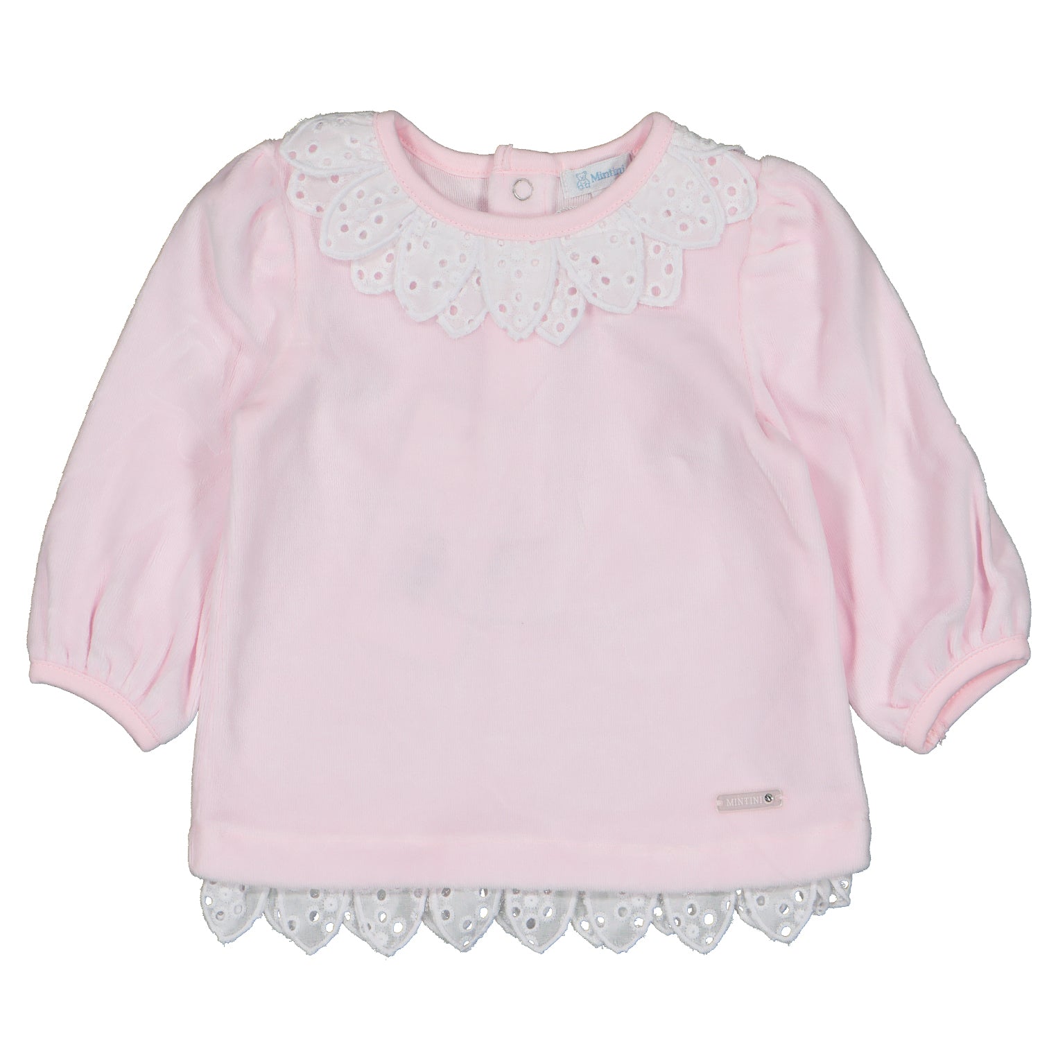 Pink Lace Collar Velour Set