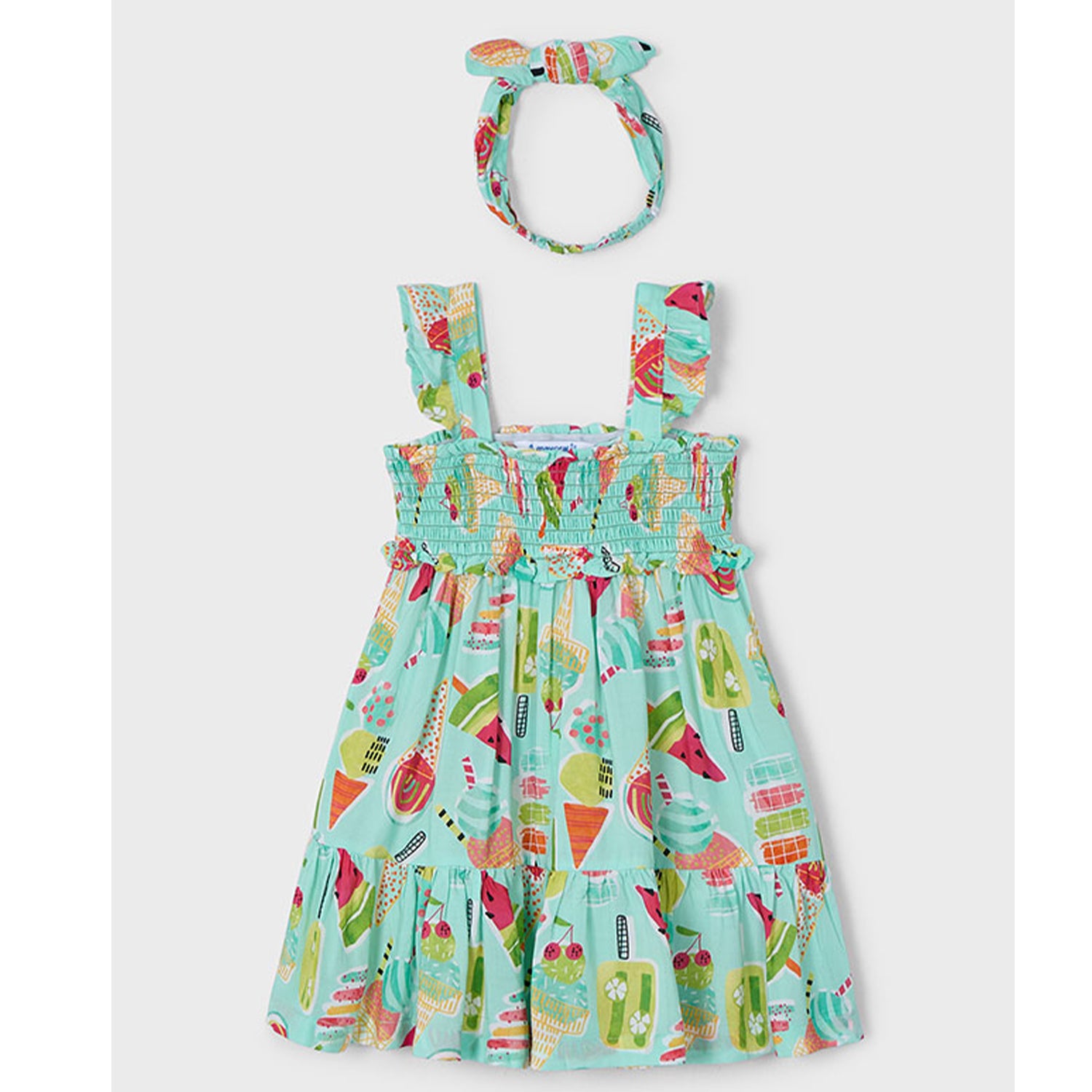 Aqua Print Dress & Headband