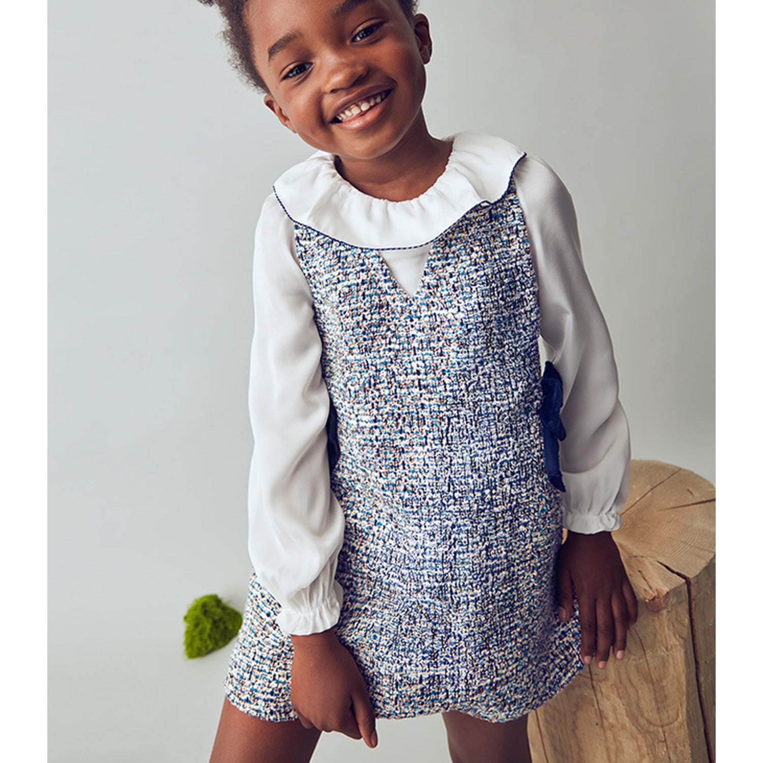 Blue Tweed Dress Set