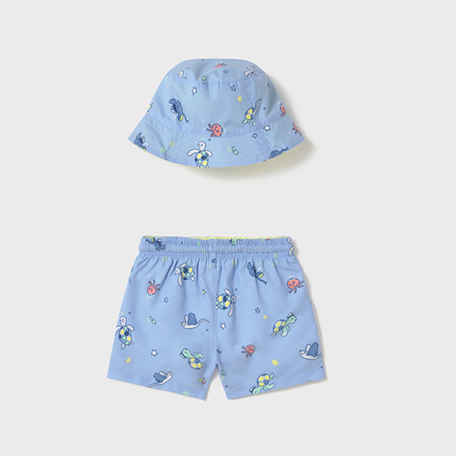 Blue Sealife Swim shorts & Hat Set