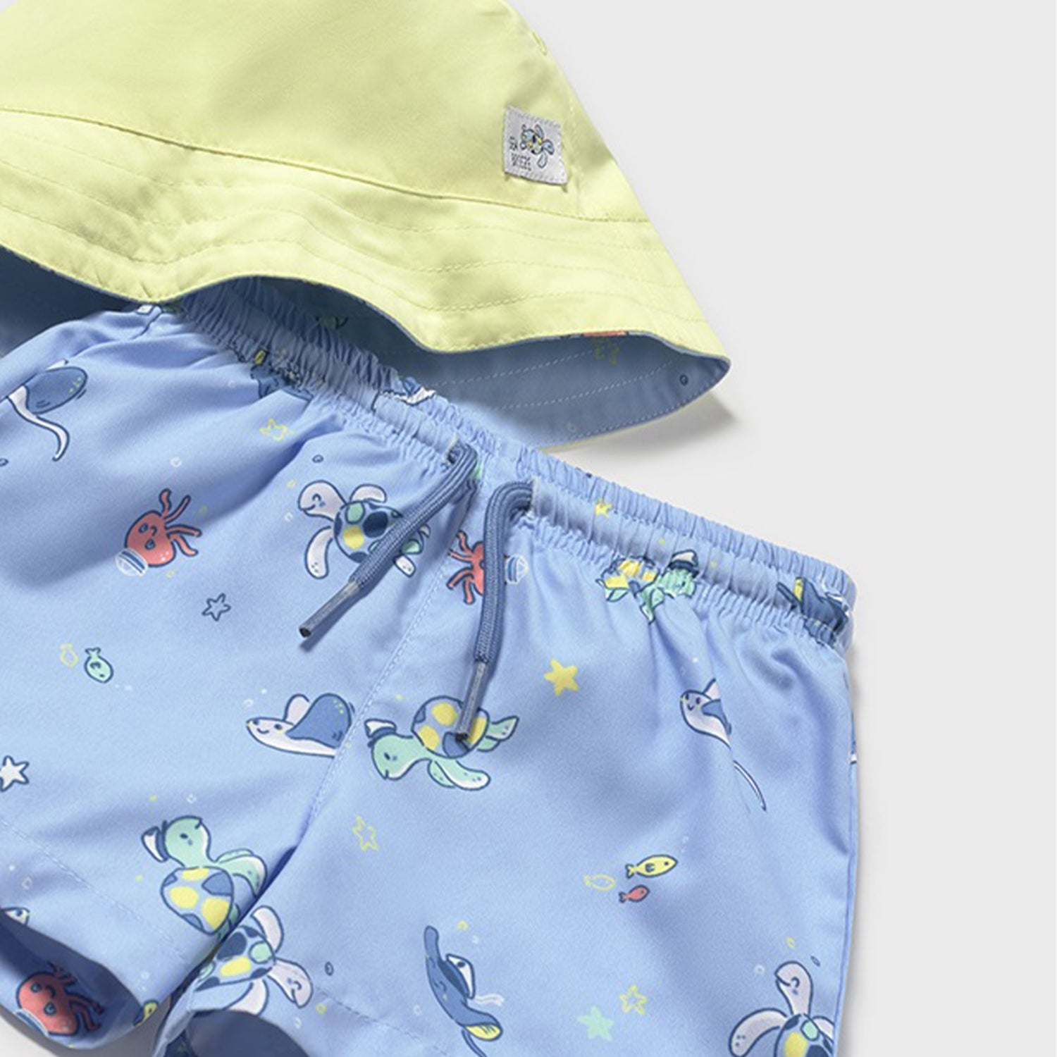 Blue Sealife Swim shorts & Hat Set