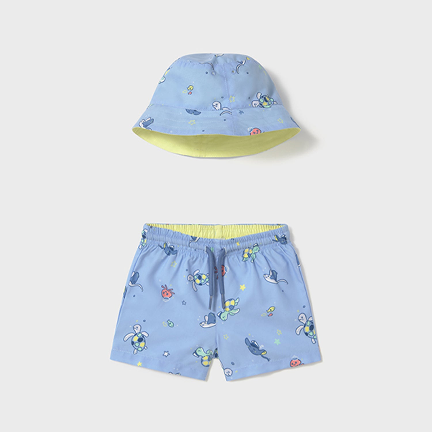 Blue Sealife Swim shorts & Hat Set