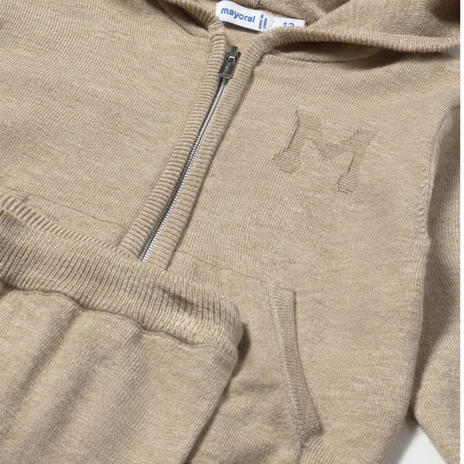 Beige Zipped Knitted Tracksuit
