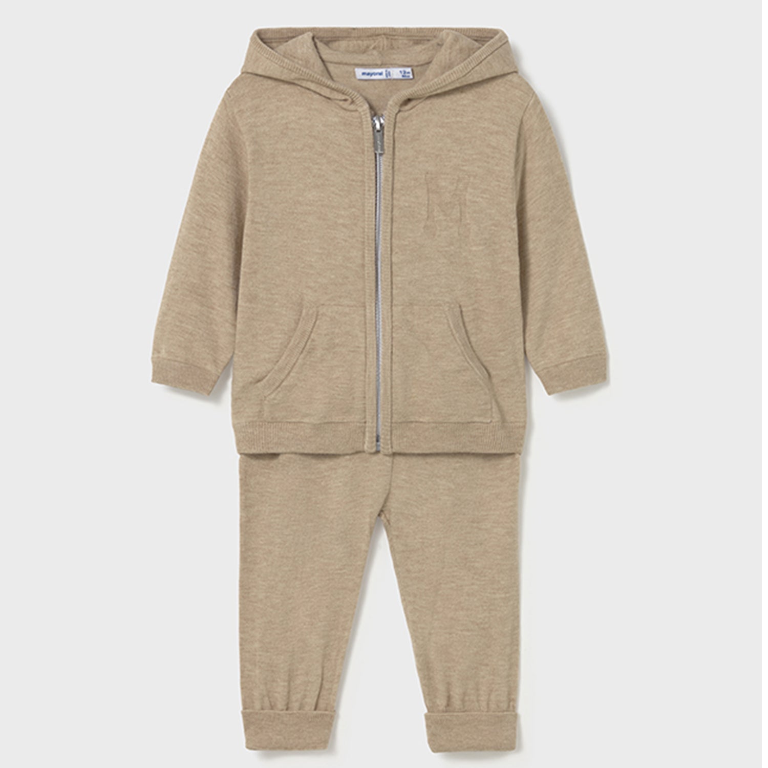Beige Zipped Knitted Tracksuit