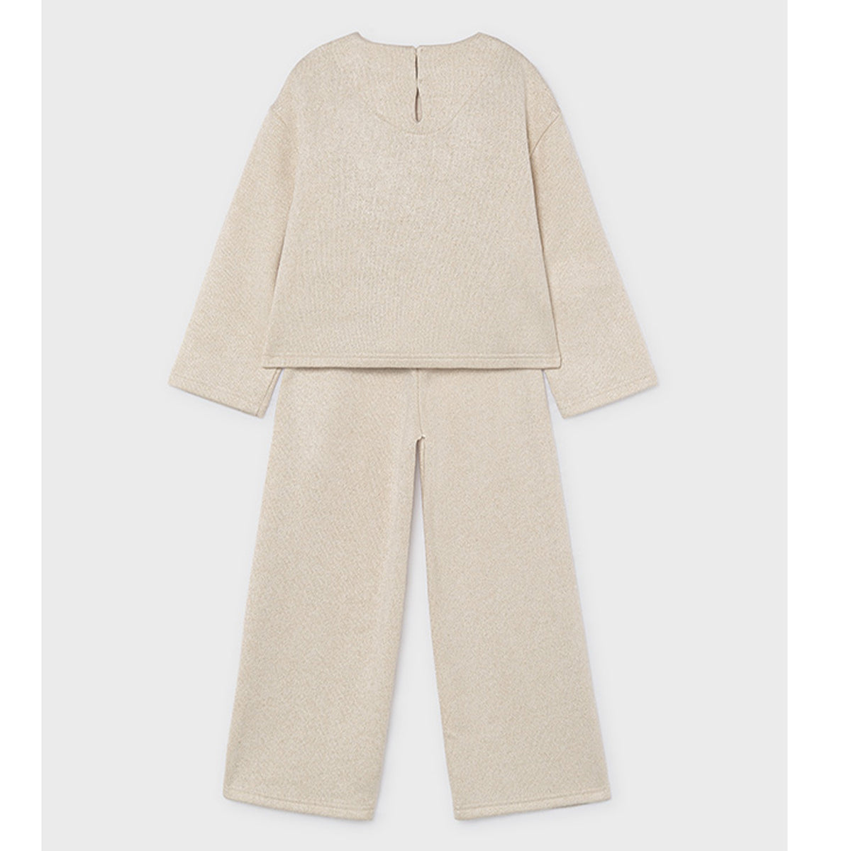 Beige Lurex Knit Trouser Set