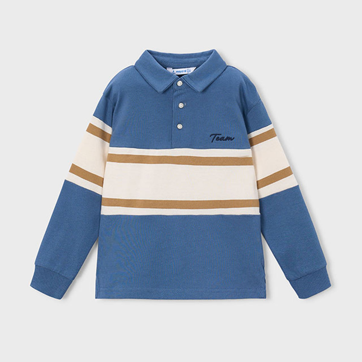 Blue Block Stripe Polo Top