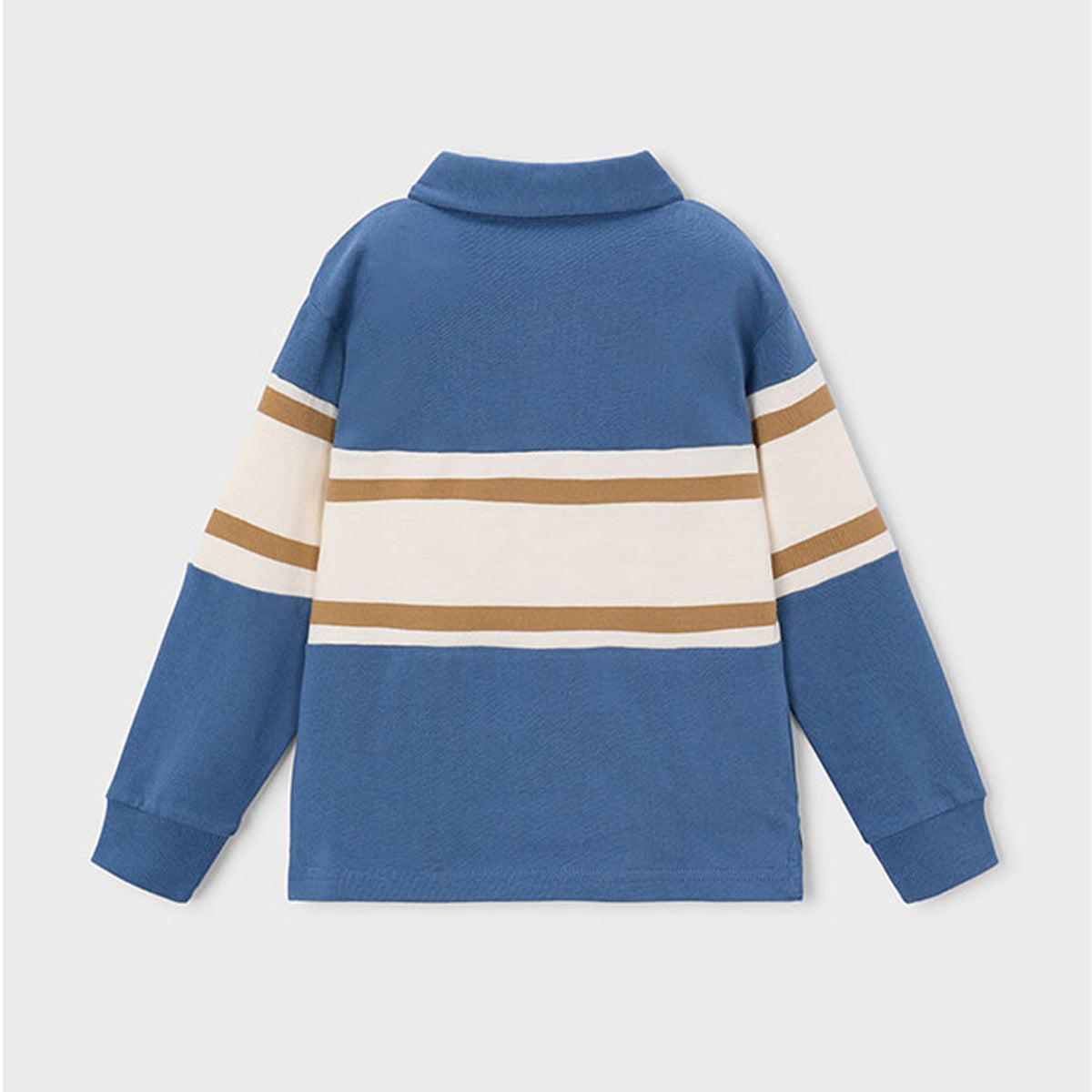 Blue Block Stripe Polo Top