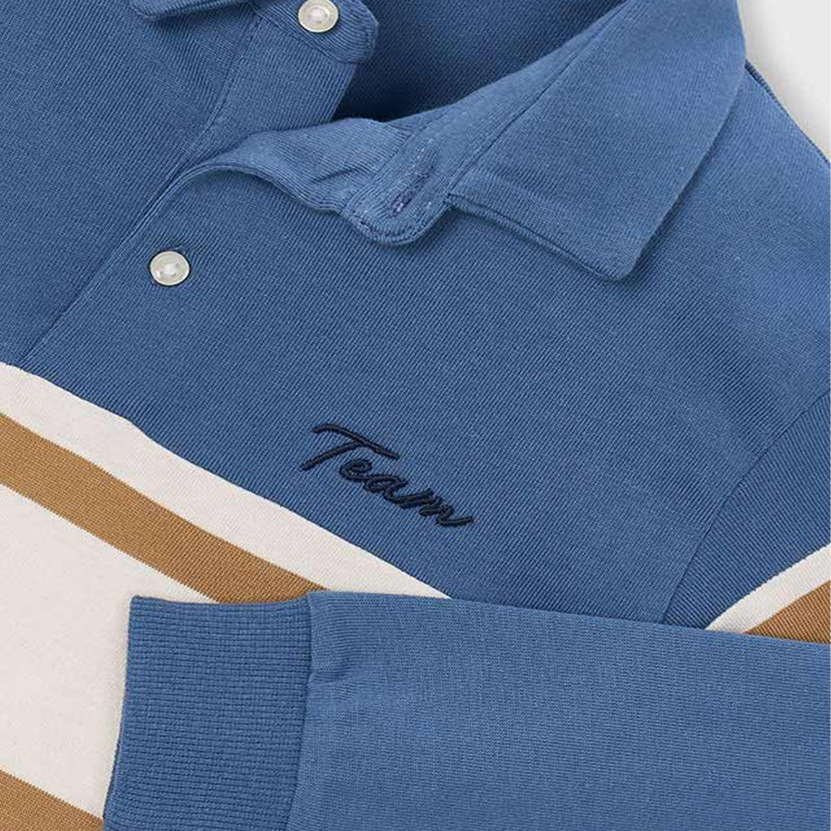 Blue Block Stripe Polo Top