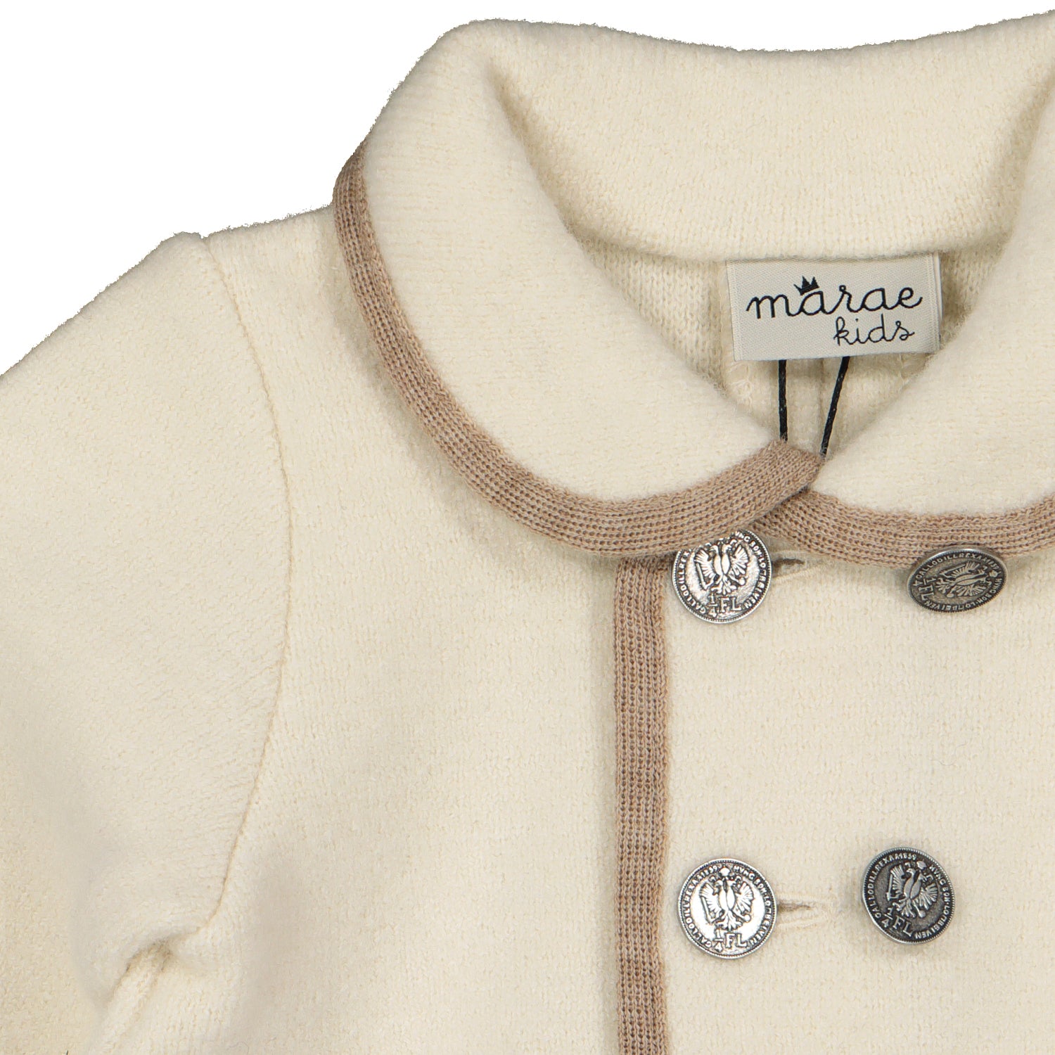 Ivory & Beige Trim Wool Coat