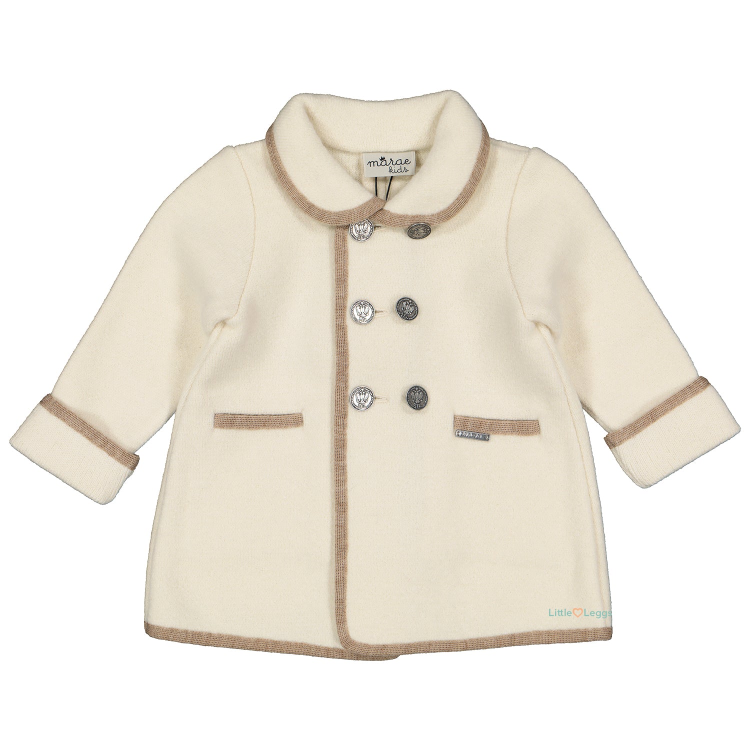 Ivory & Beige Trim Wool Coat