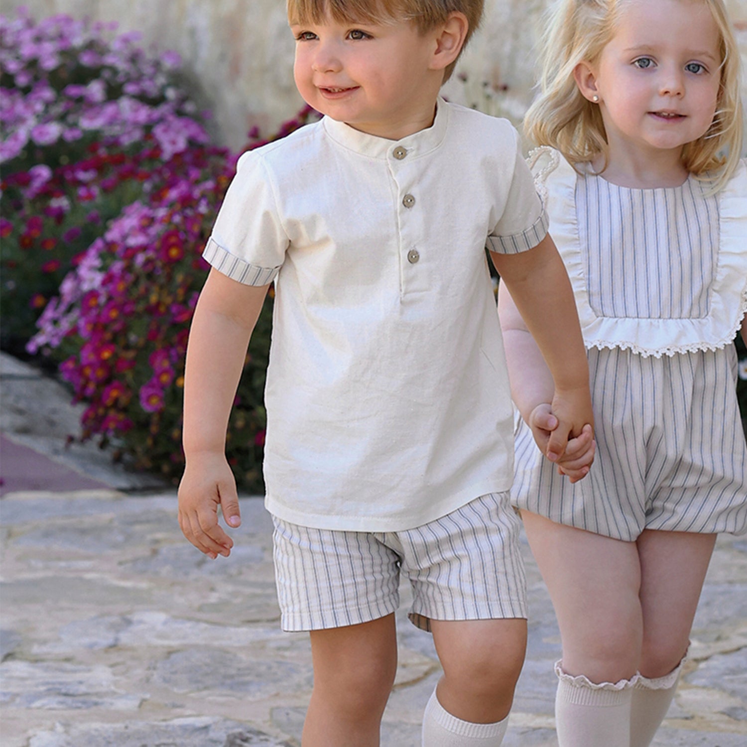 Cream & Beige Shirt & Short Set