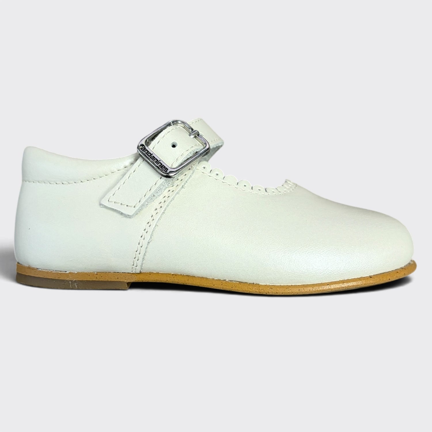 Girls Cream Matt Leather Mary Jane