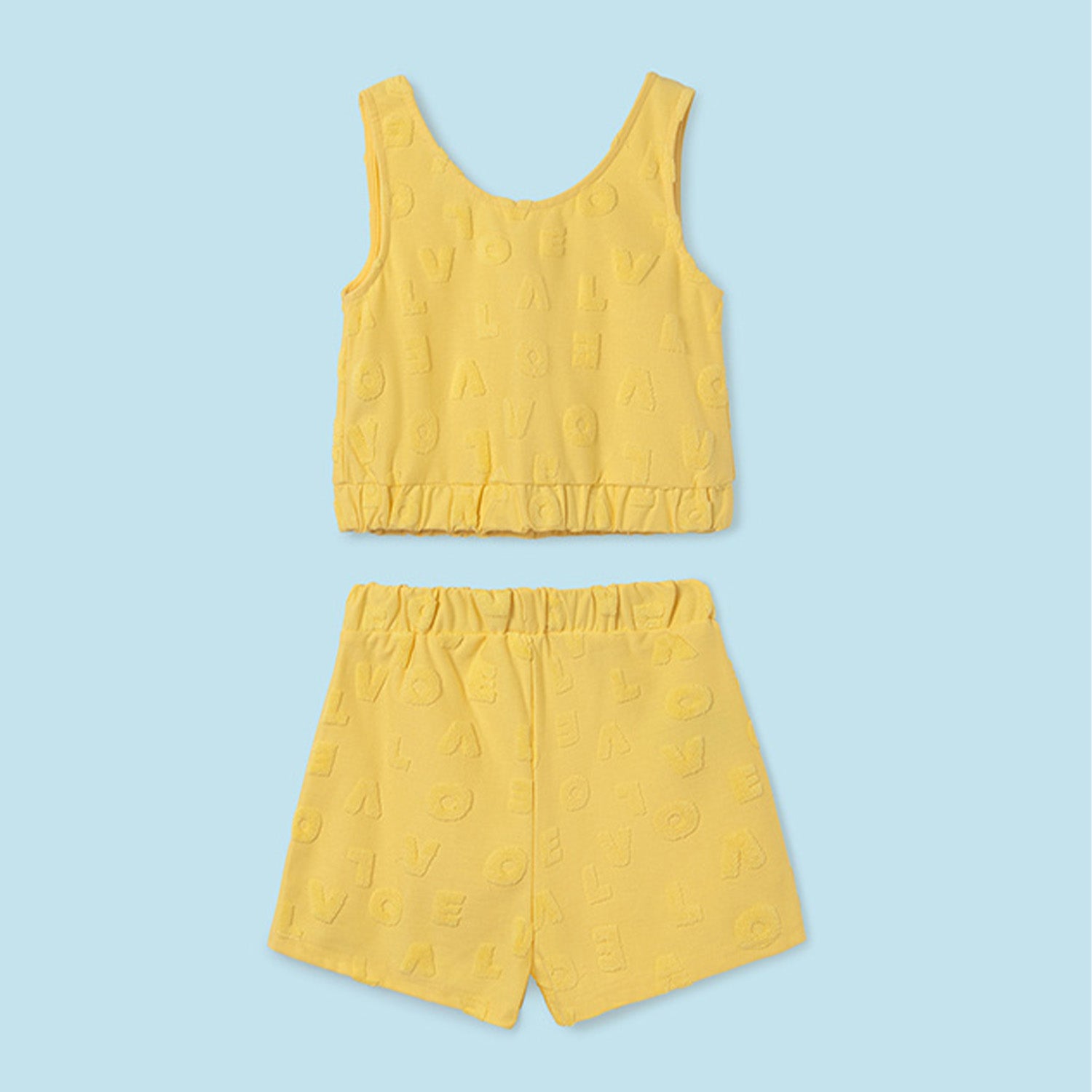 Yellow Towelling Lettered Short Set
