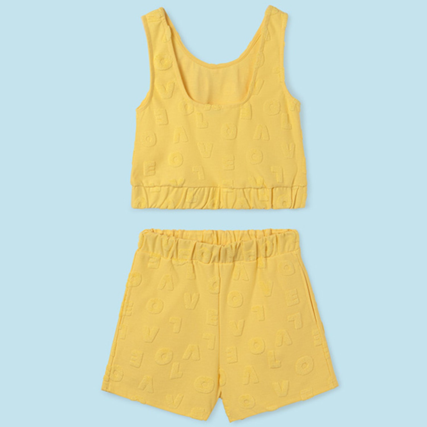 Yellow Towelling Lettered Short Set