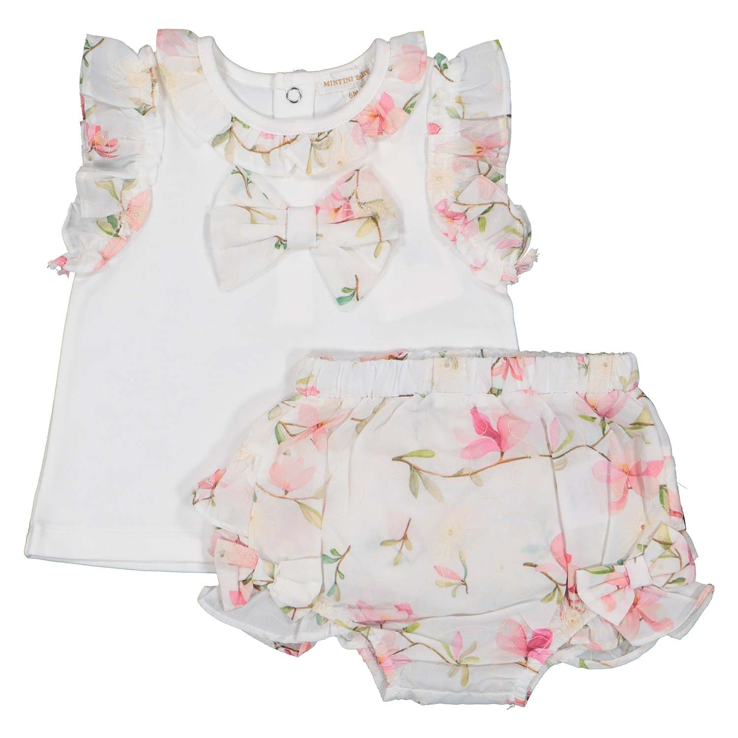 Floral Trim Top And Bloomers