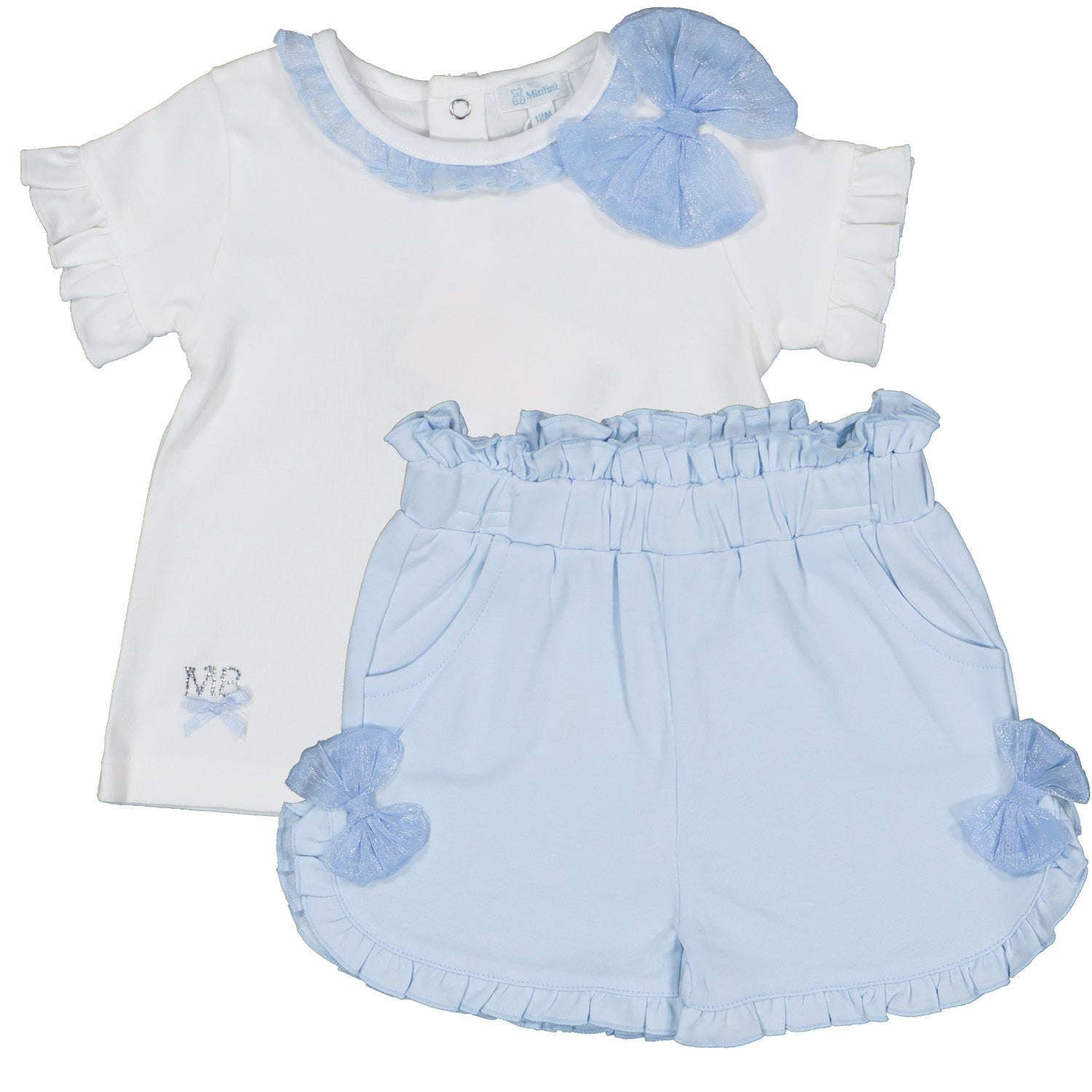 Blue Bow Short Set