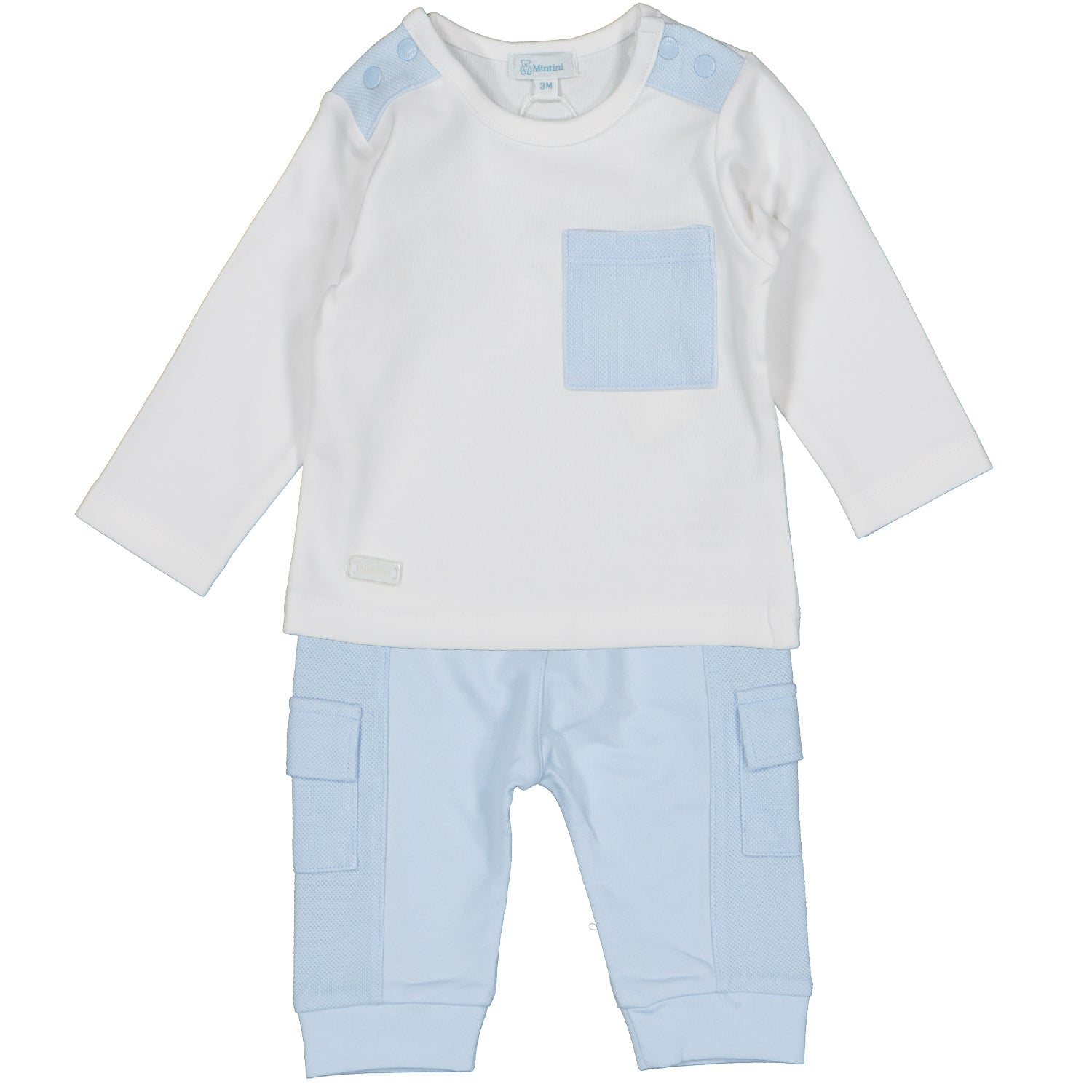 White & Blue Pique Trim Tracksuit