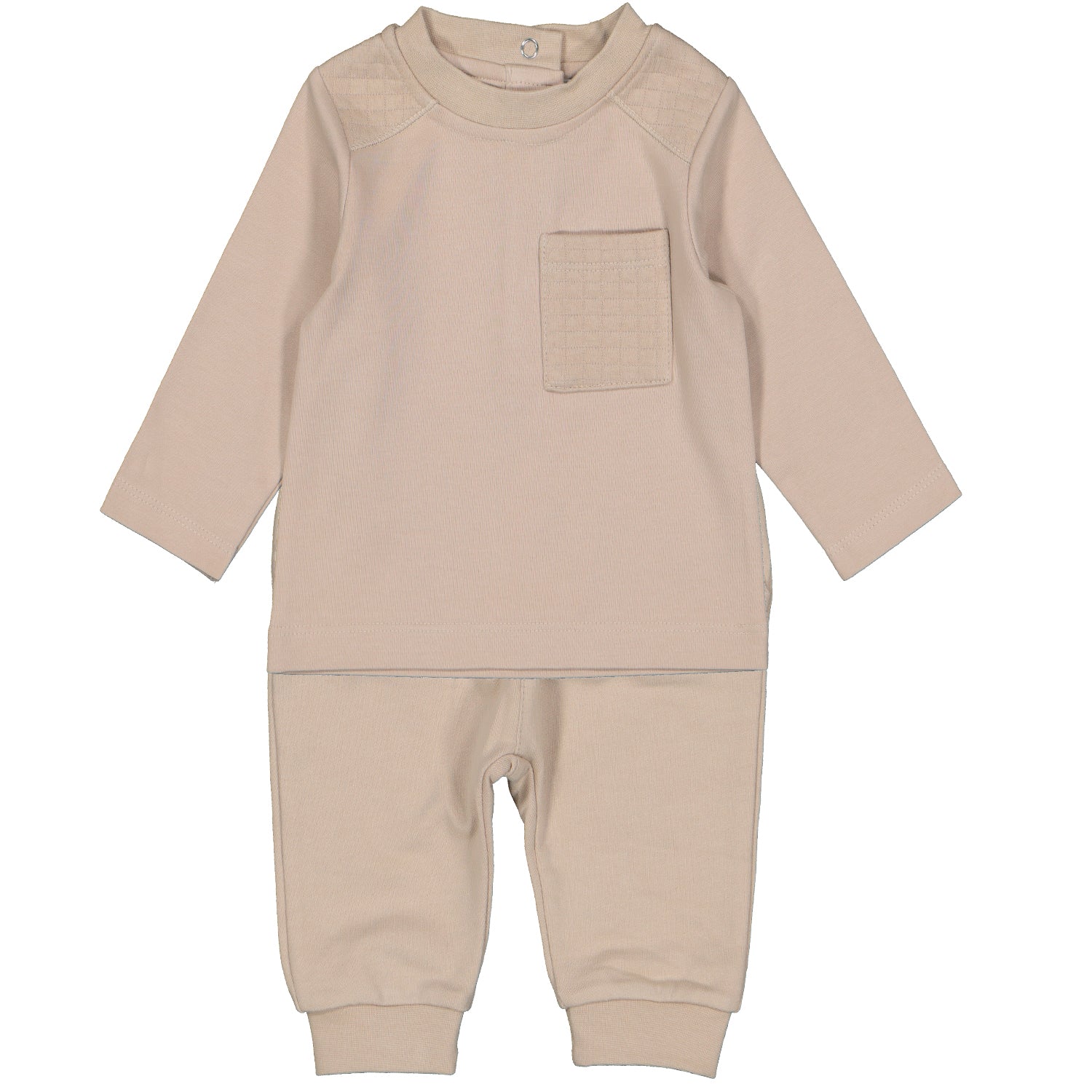 Beige Quilted Trim Tracksuit