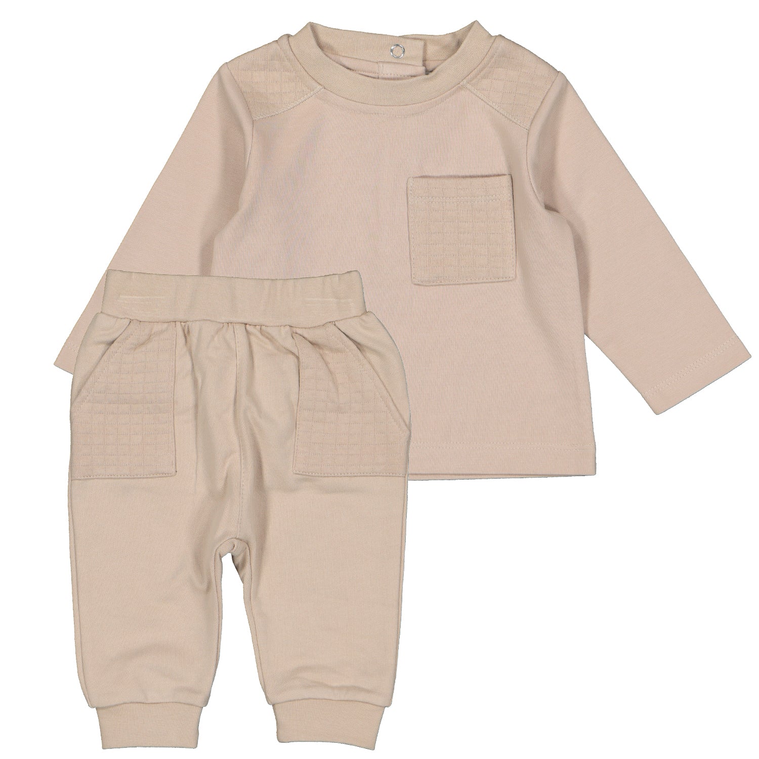 Beige Quilted Trim Tracksuit