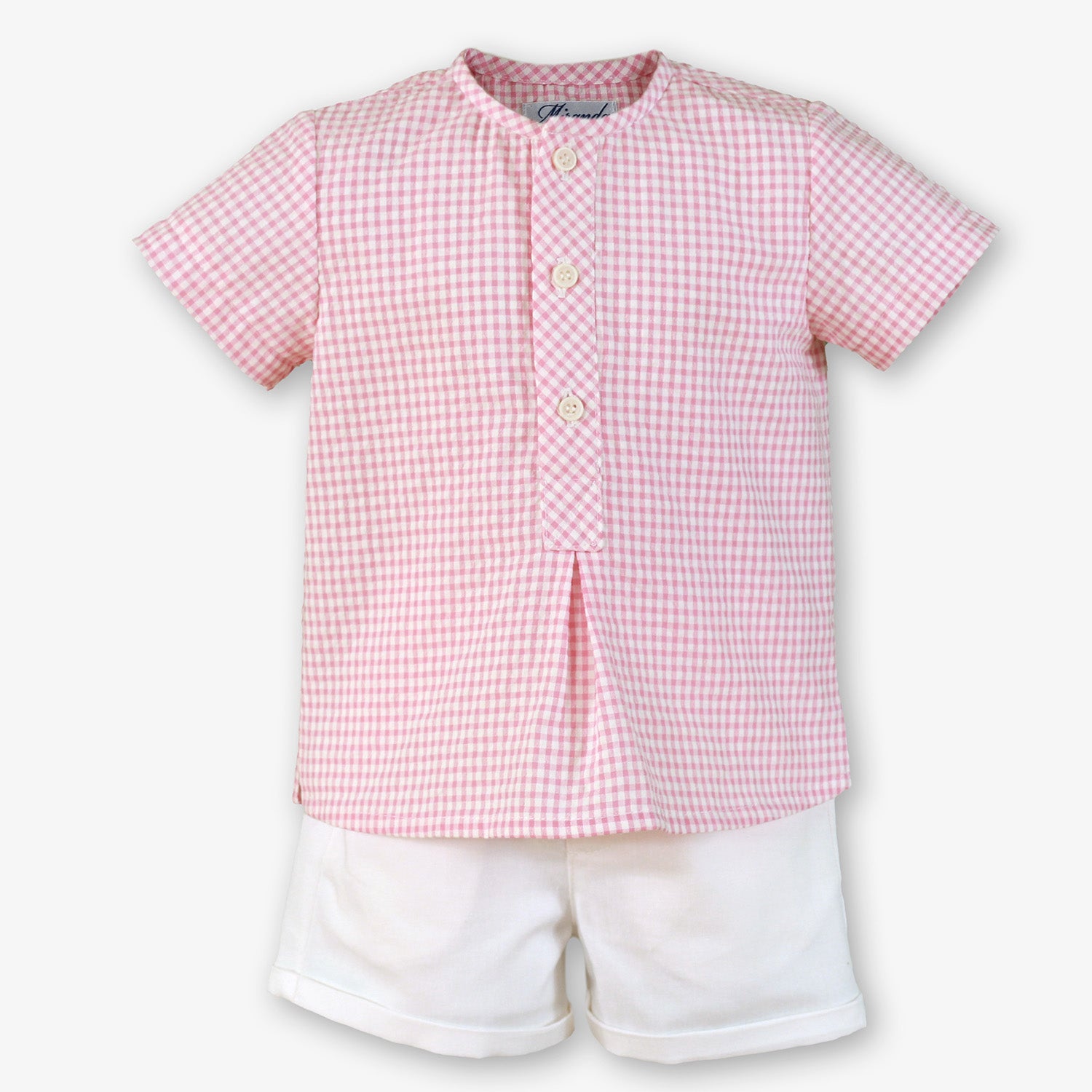 Boys Pink Check Short Set
