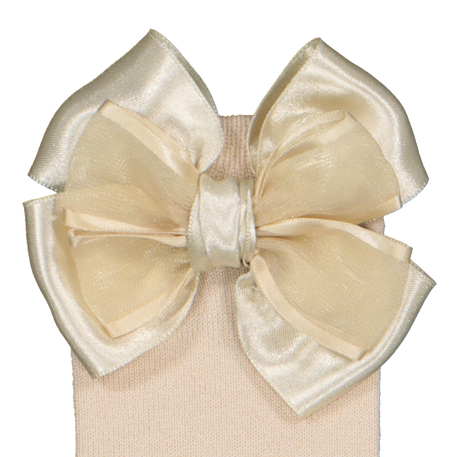 Champagne Double Bow Socks - Knee High