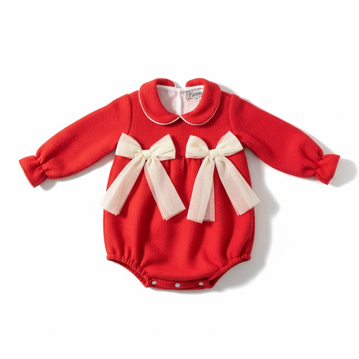 Red Tulle Trim Romper