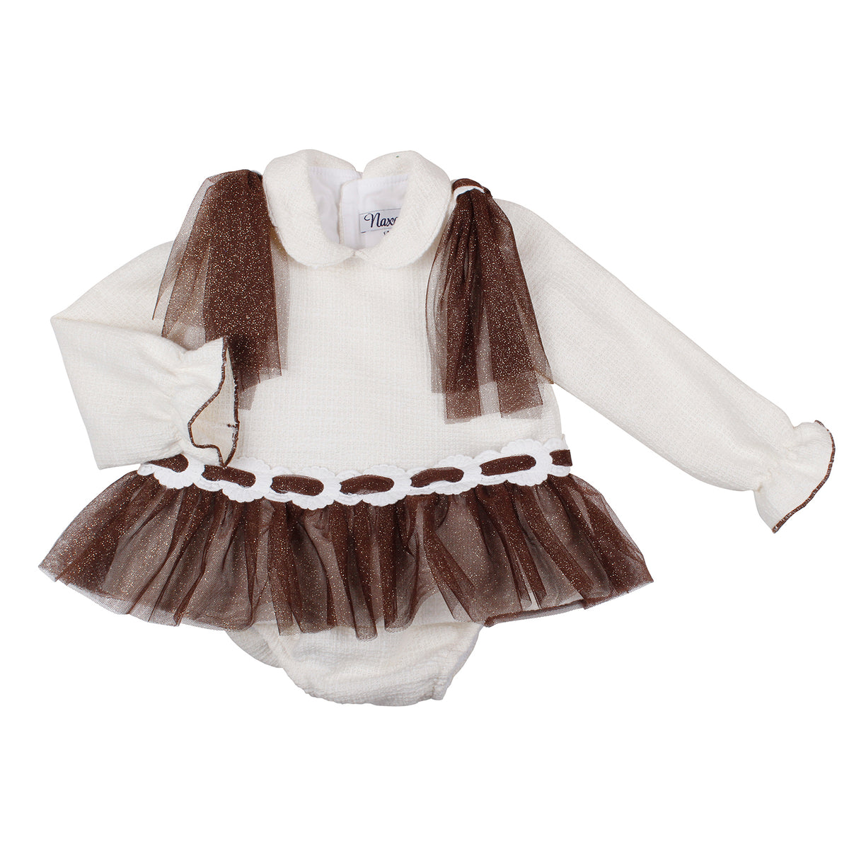 Ivory & Brown Tulle Bloomer Set