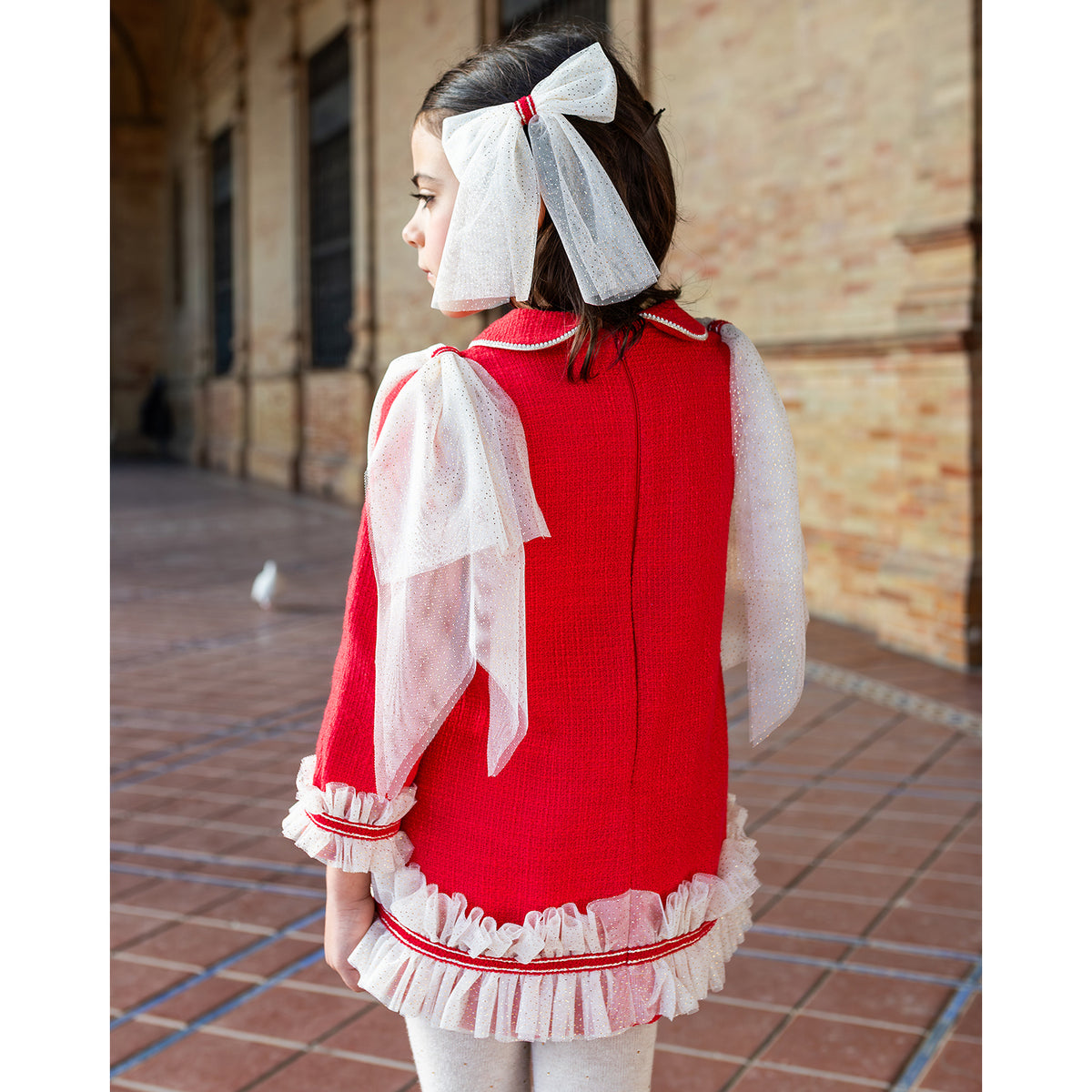 Red Tulle Trim Dress