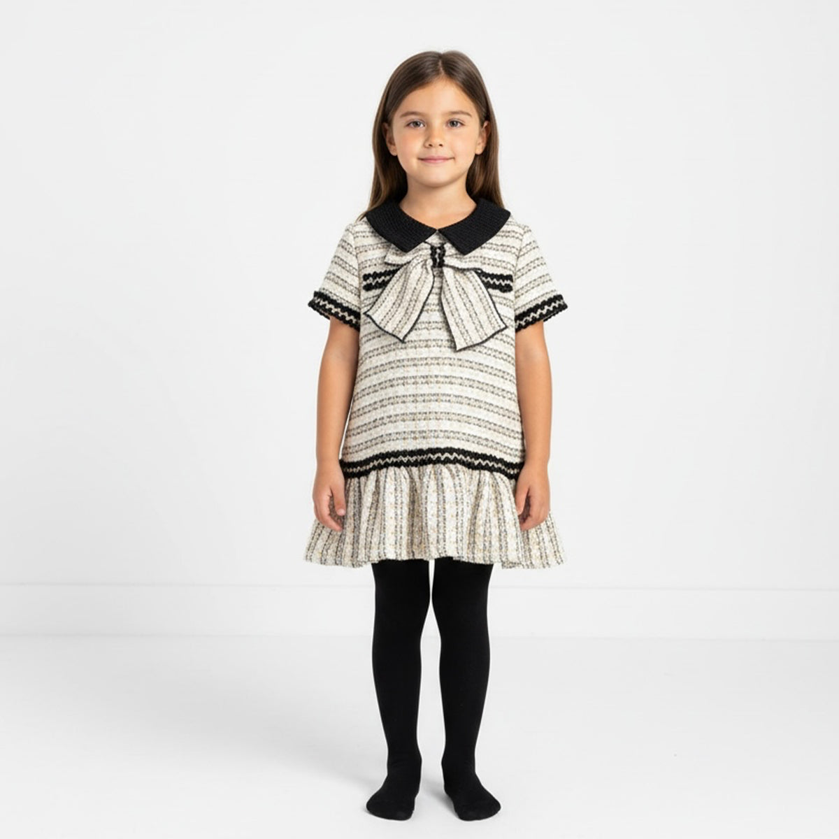 Ivory & Black Tweed Dress