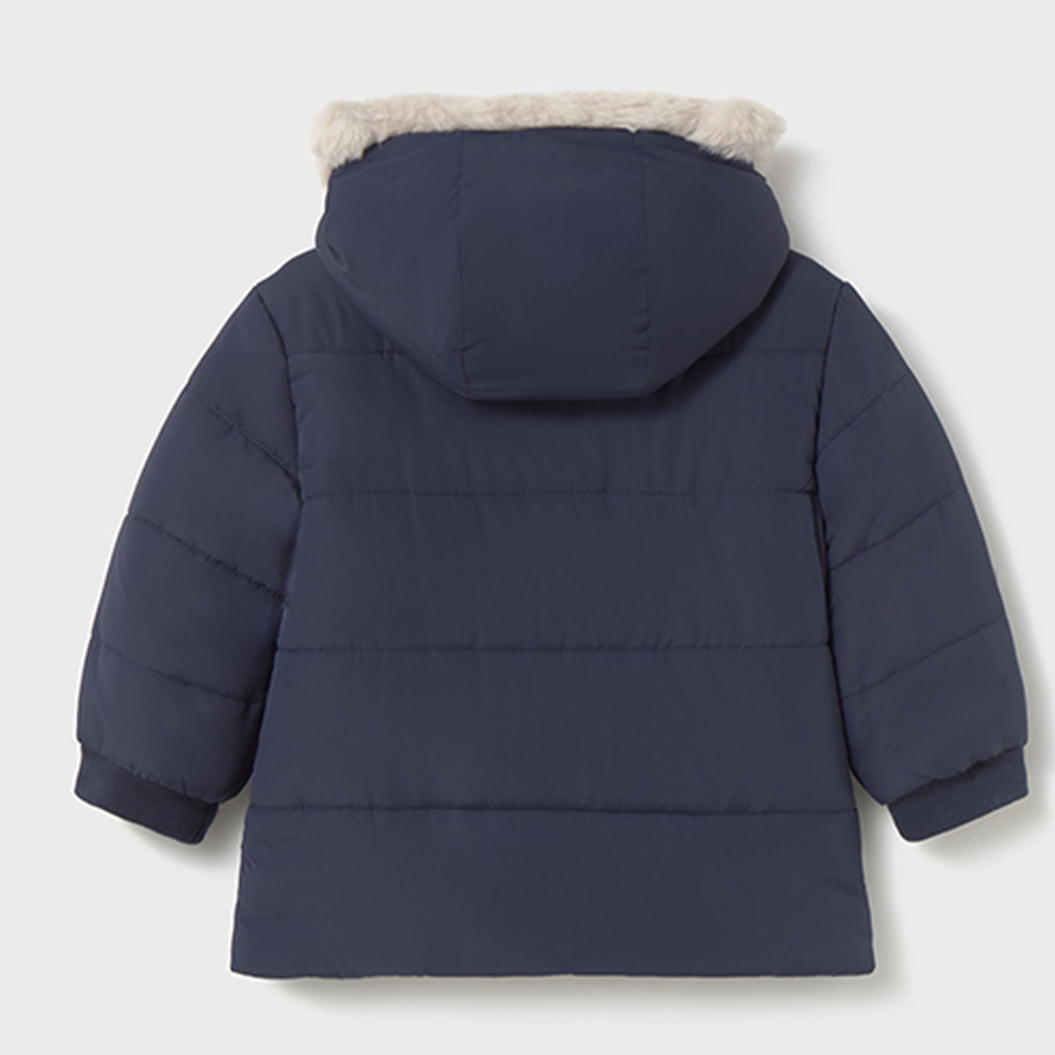 Navy Fur Trimmed Coat
