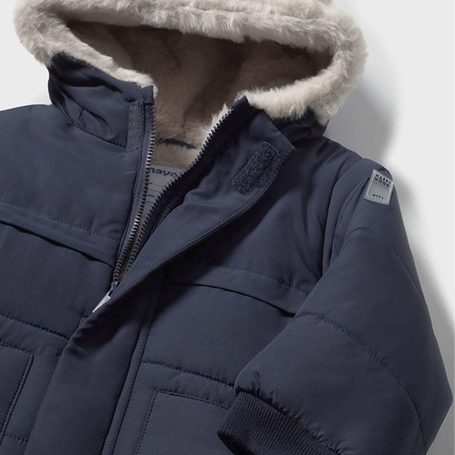 Navy Fur Trimmed Coat