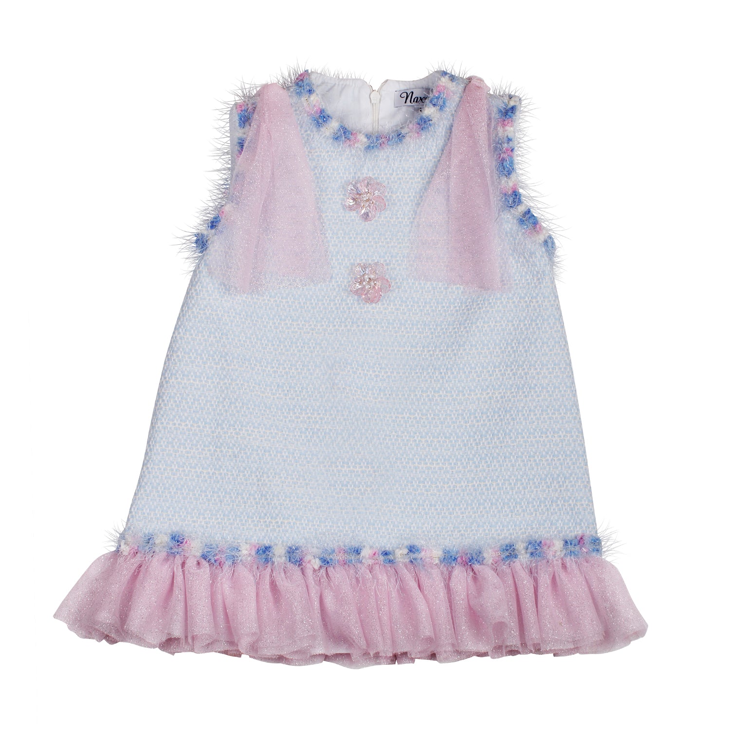 Blue Tulle Trim Dress