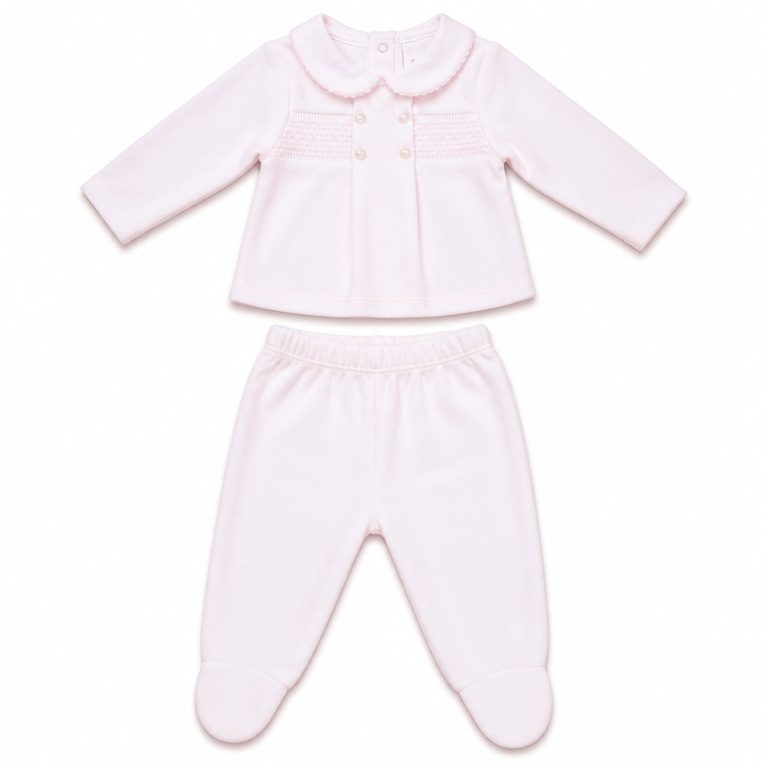 Pink Velour Smocked Set