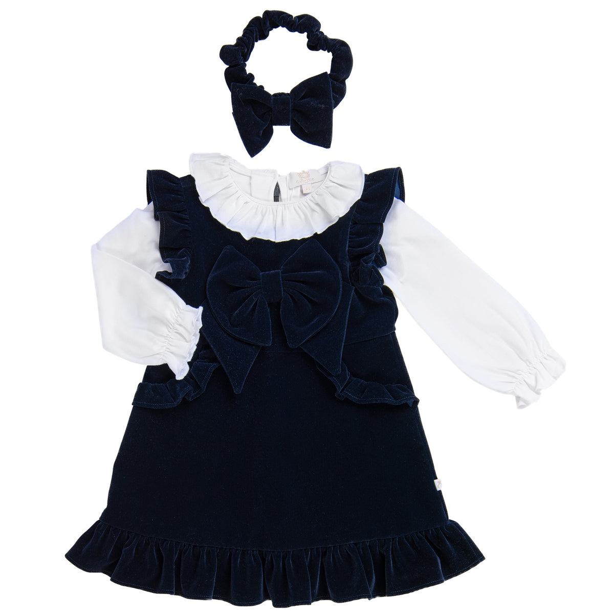 Navy Velvet Pinafore Outfit