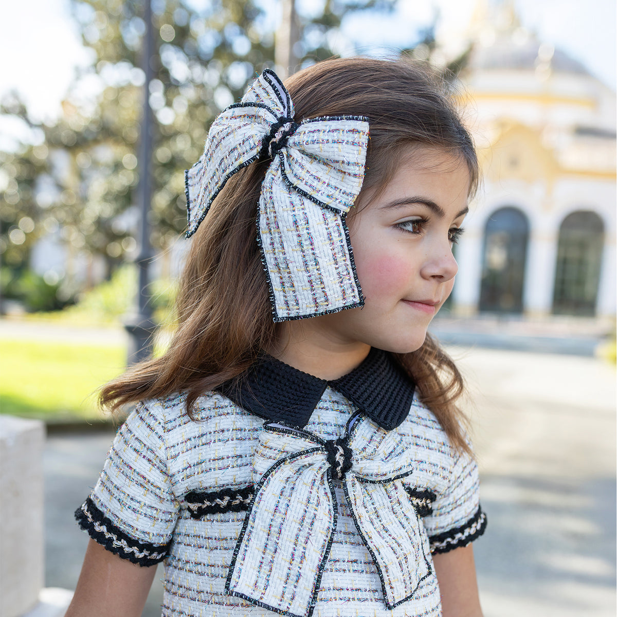 Ivory & Black Tweed Hairclip