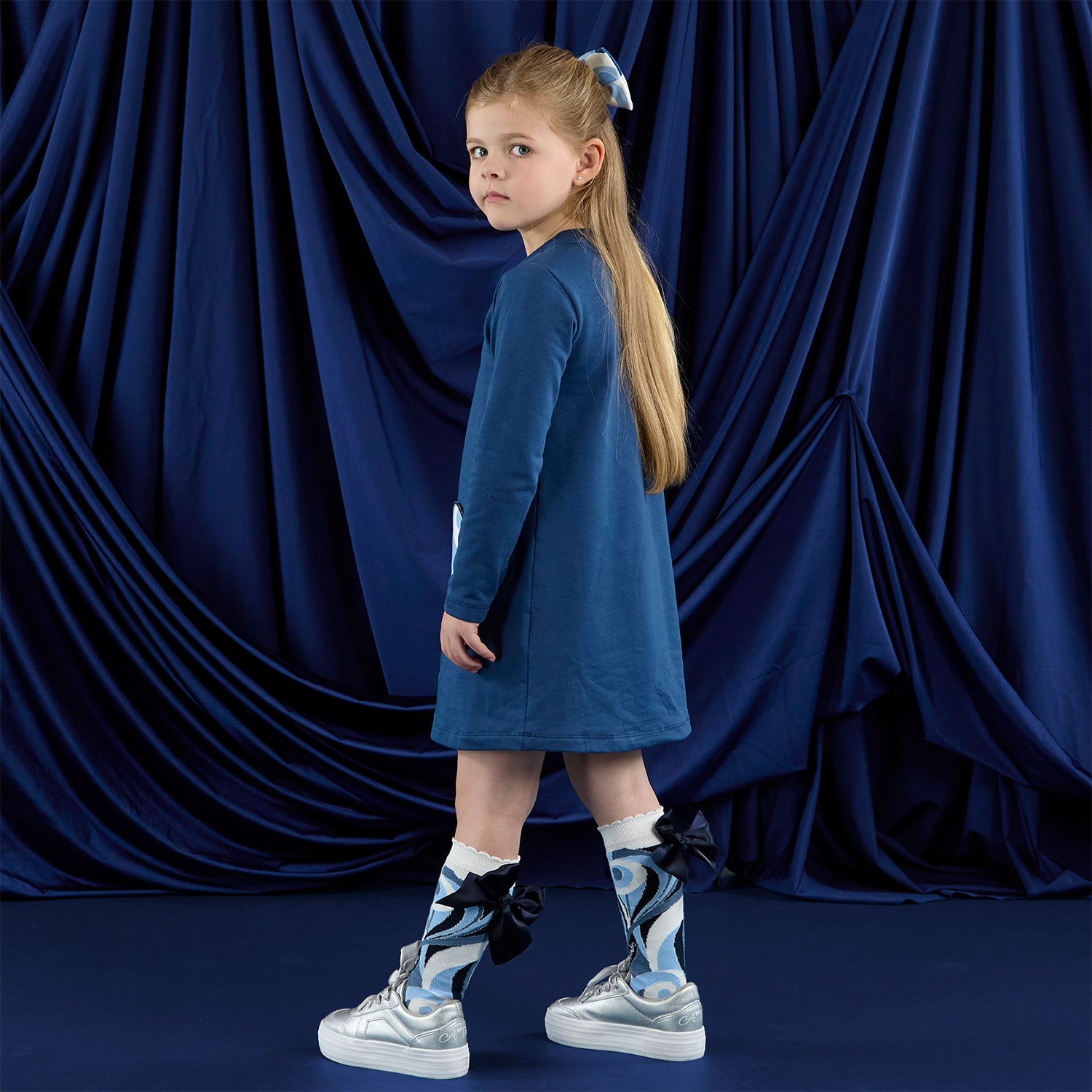 Blue Handbag Sweat Dress