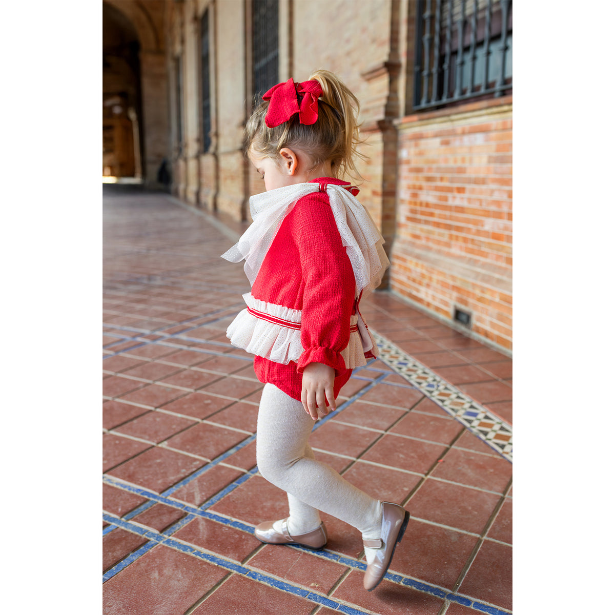 Red Tulle Trim Bloomer Set