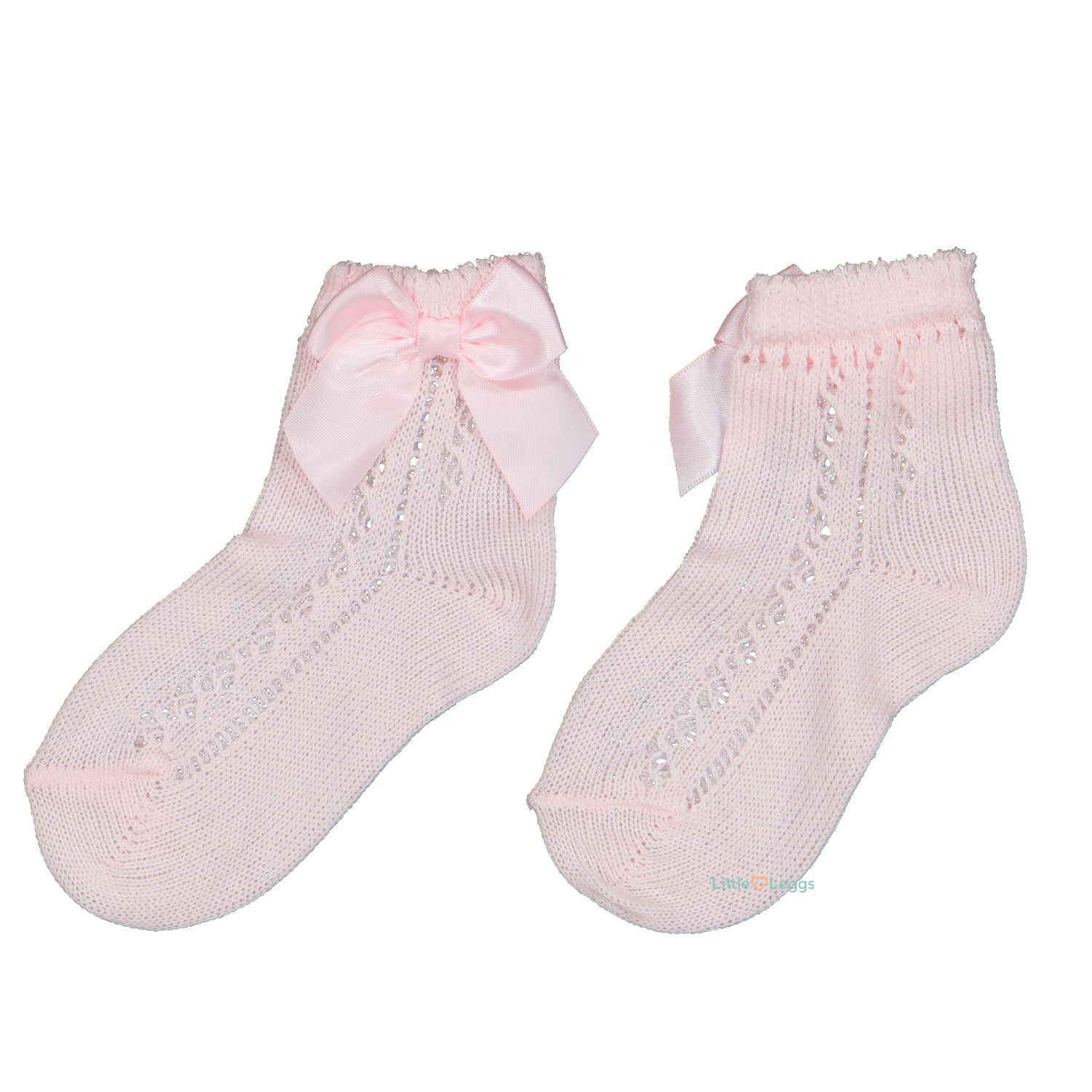 Pink Crochet Bow Ankle Sock