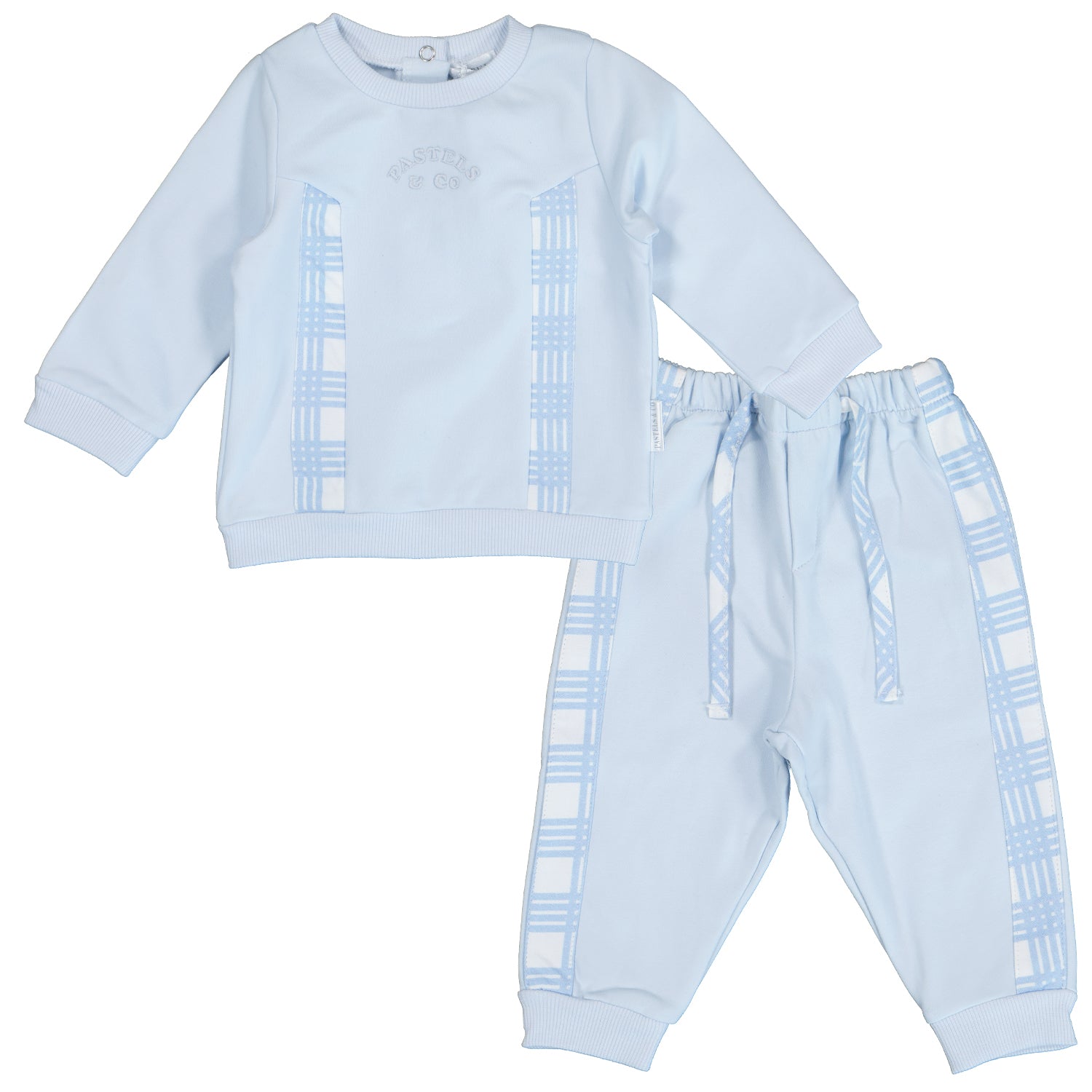 Blue Check Trim Jogging Suit