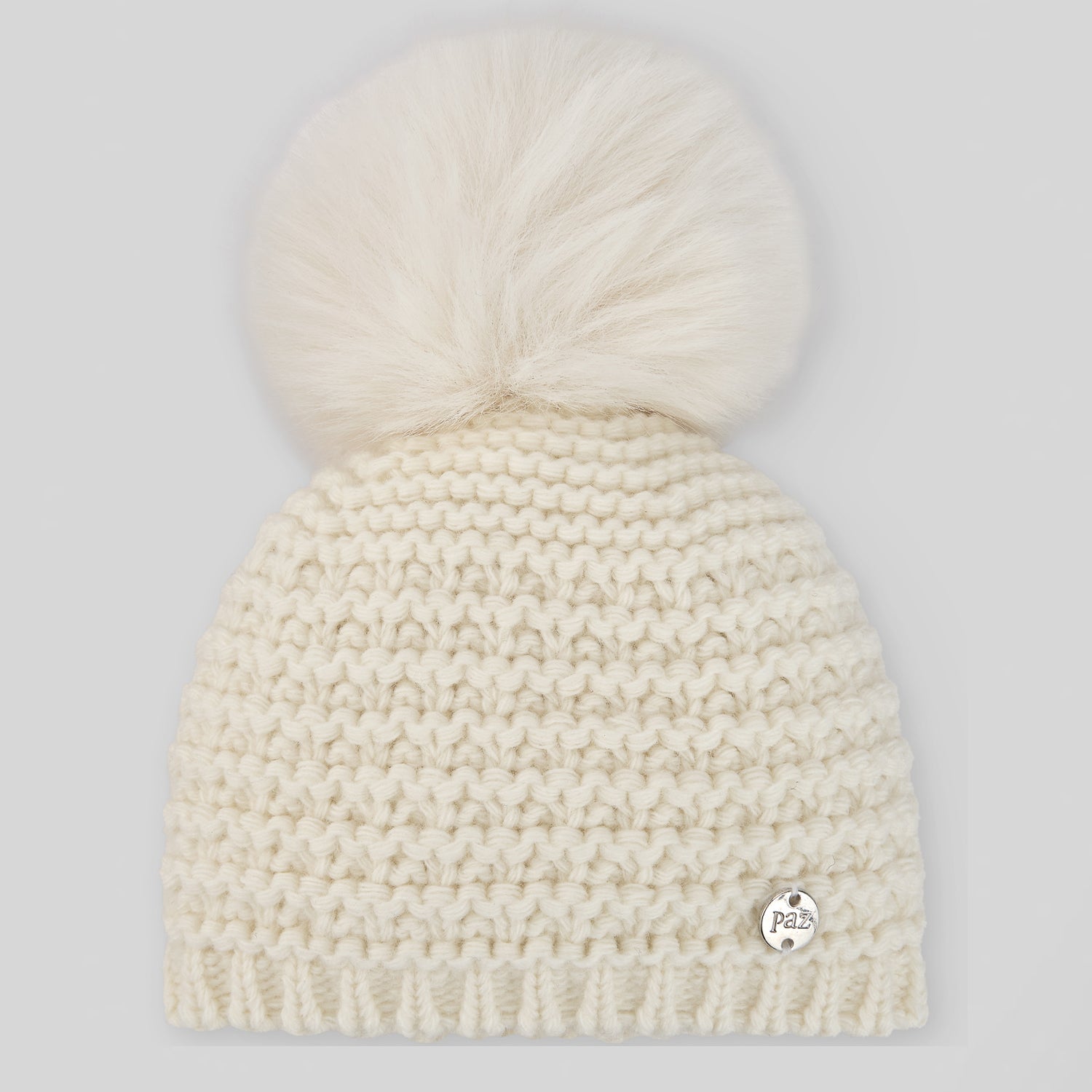 Cream Knit Pompom Hat