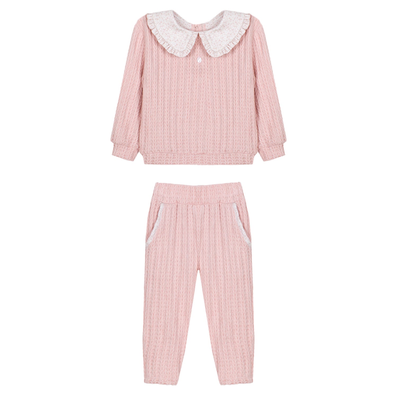 Pink Knit Frill Collar Outfit