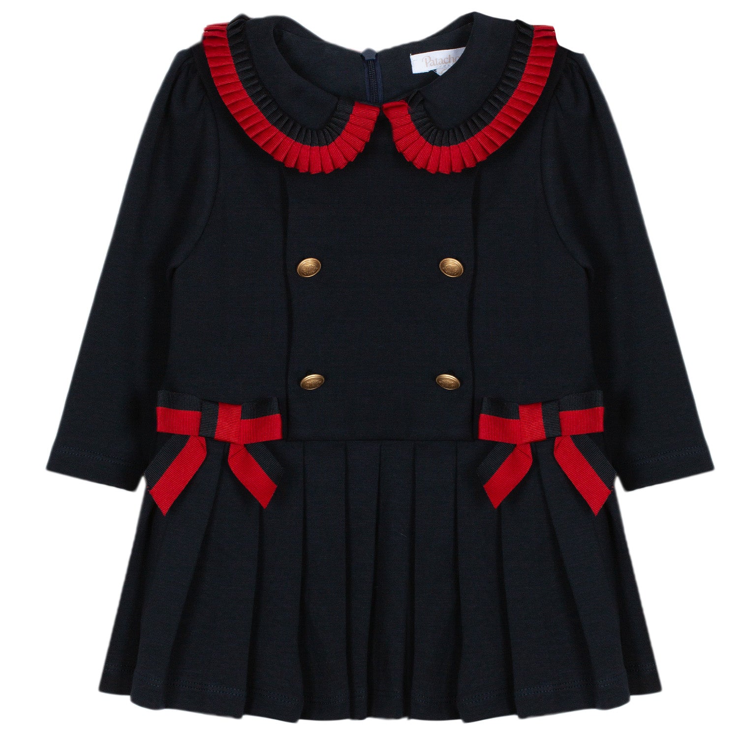 Navy Pleat Skirt Dress