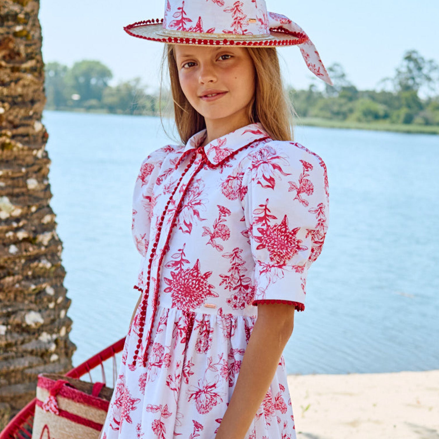 White & Red Floral Dress