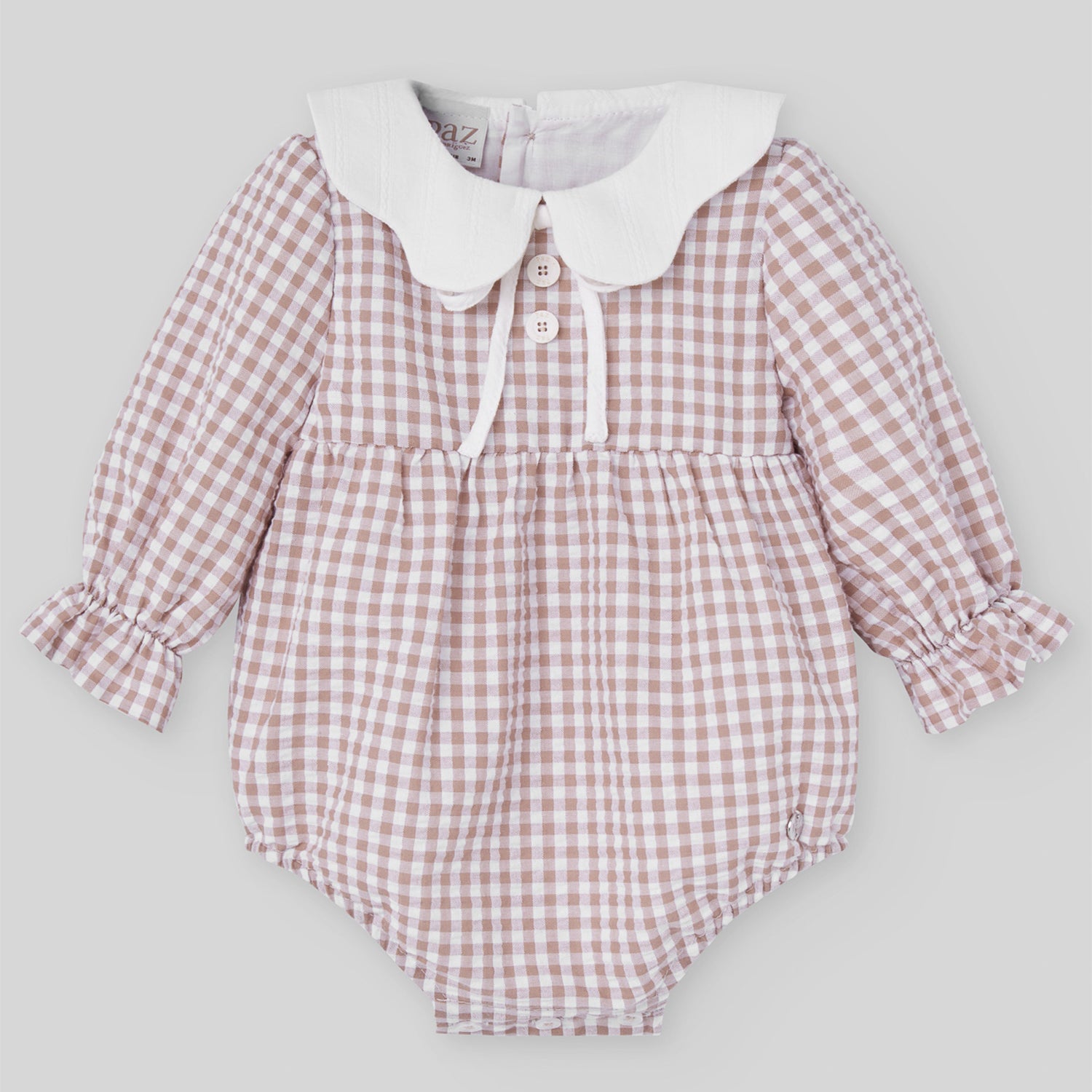 Beige Check Romper