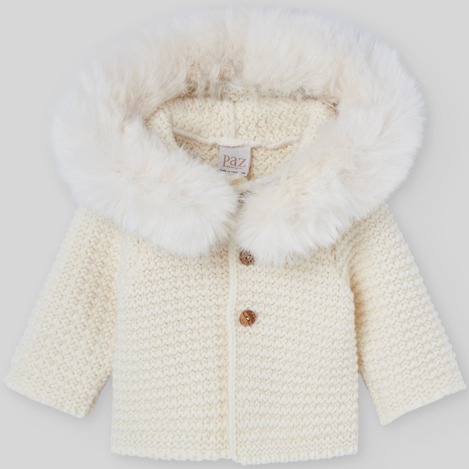 Cream Fauxfur Trim Coat